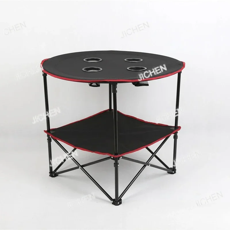 

Открытый пляжный круглый портативный тканевый стол со спинкой для пикника, повседневный складной стол, сад, двор, домашний складной стол
