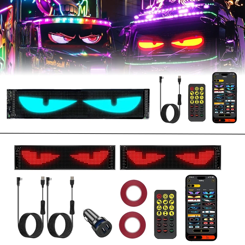 

APP Control LED Truck Car Devil Eye Light Scrolling Pixel Panel 16*96(59.5CM*12CM) for Animated Blinking Front Rear Windshield