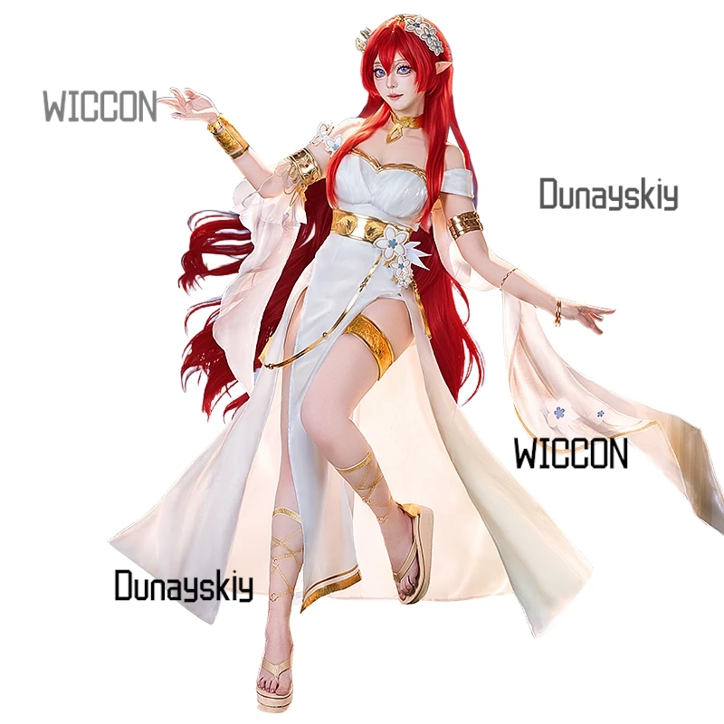 أزياء هونكاي ستار رايل تريبيوس التأثيرية: باروكة تريبيوس حمراء وزي البكر المقدس من جانوسوبوليس أمفوريوس للنساء