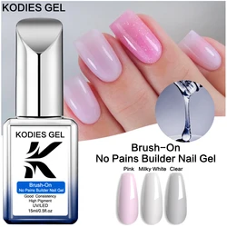 KODIES GEL Brush On Builder Nail Gel Polish In A Bottle Bio Formula No Pain Hard Nail Extension Gel Milky White Clear Manicure