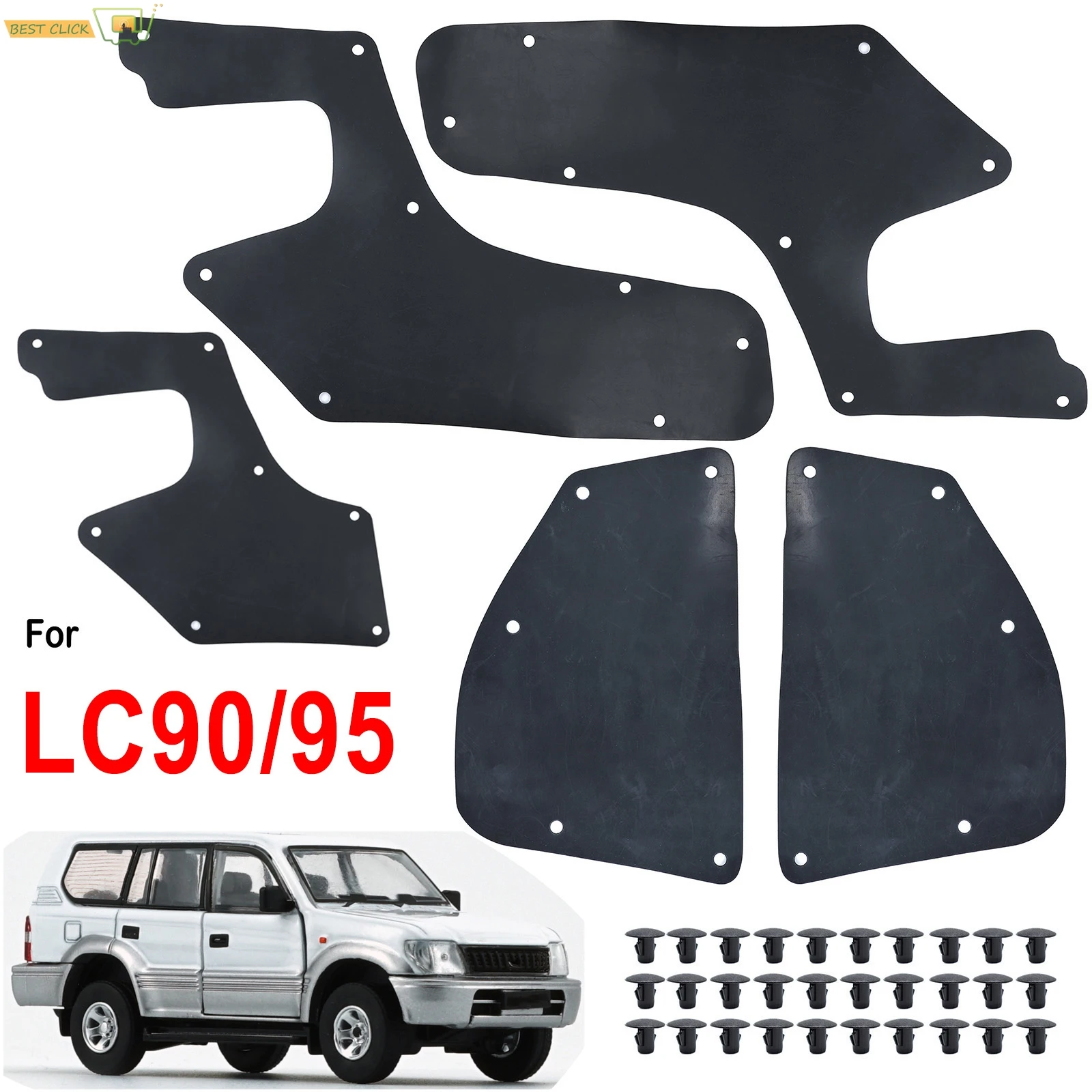 5pc For Toyota Land cruiser Prado Colorado J90 J95 1996-2002 Rubber Splash Shields Inner Fender Liner Apron Seals Guards & Clips