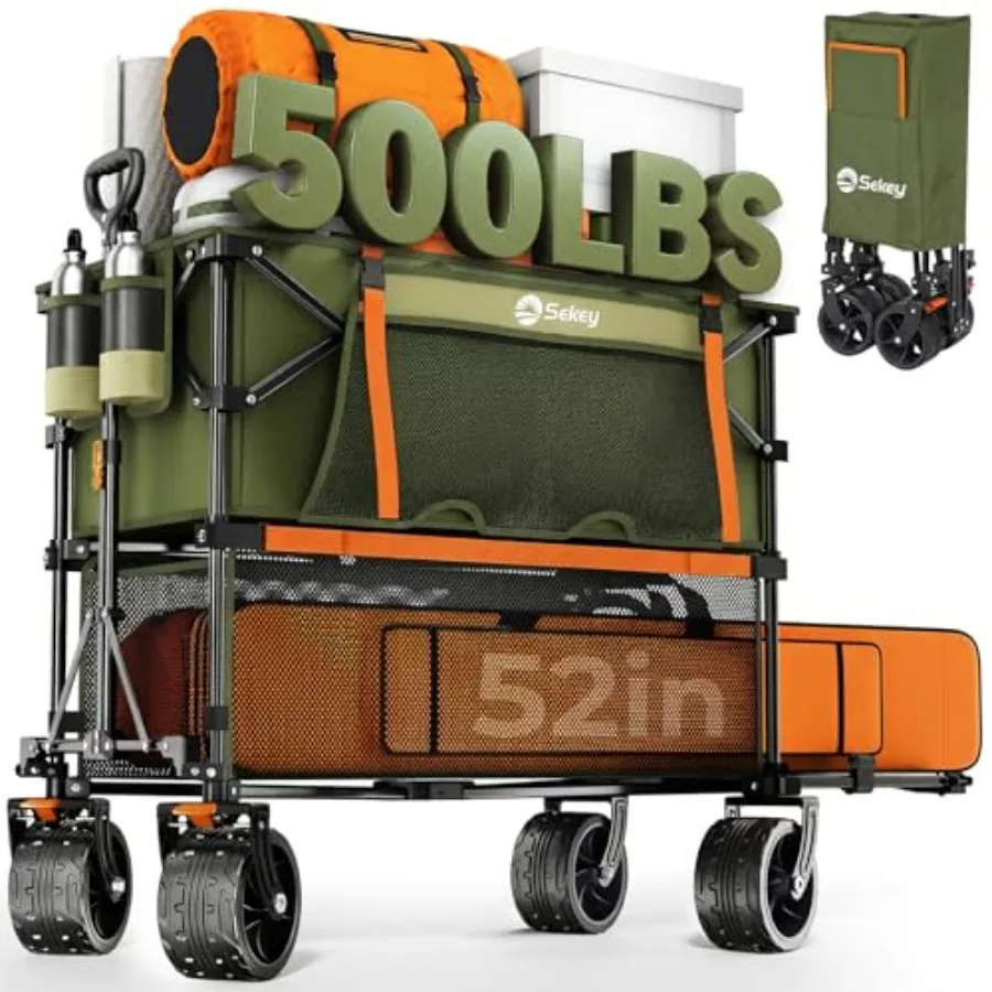 

Усиленная двухъярусная садовая тележка Ccity 500 фунтов с удлинителем, 400 л, большая складная универсальная тележка-платформа, вездеходные большие колеса с тормозами