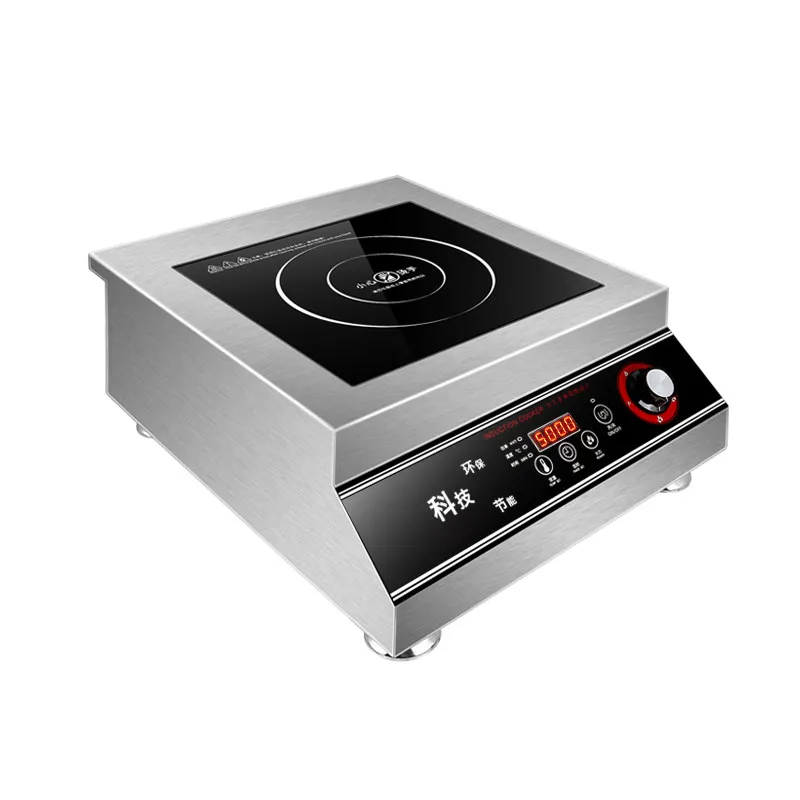 5000W Commercial Induction Cooker Flat & Concave High Power Wok Stove for Canteen Braising Soup Boiling