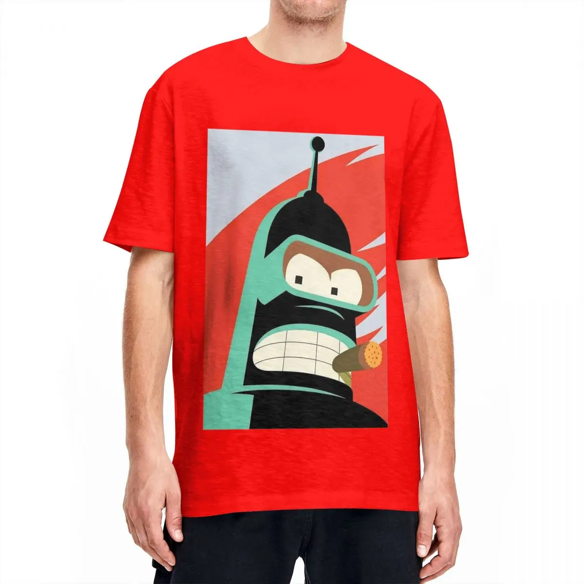 Futuramas Bender Art T Shirt Men Women's Pure Cotton Vintage T-Shirts Round Neck Tees Short Sleeve Tops Party