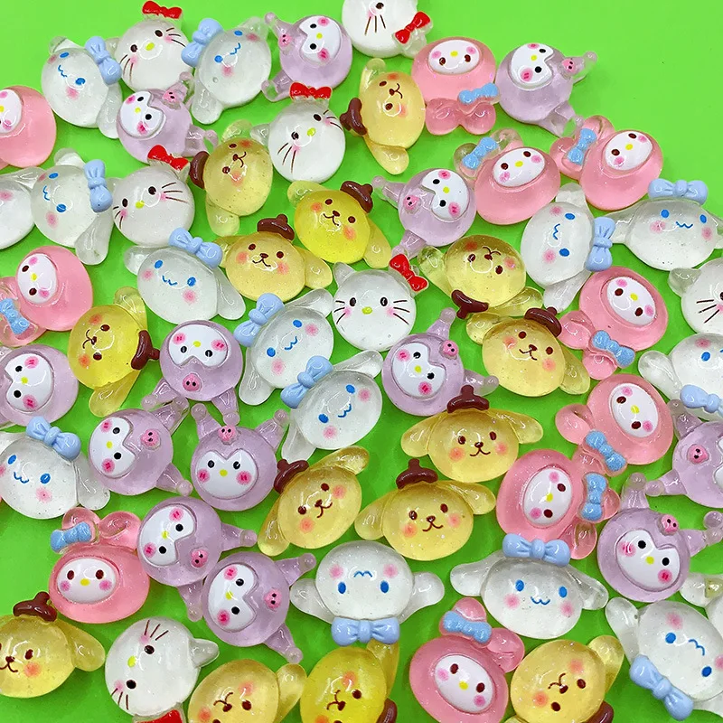 ملحقات مينيسو الجديدة السمين الجليدية سانليو المختلطة من الراتينج، مشبك شعر، جراب هاتف، إكسسوارات للشعر، ملحقات غراء كريمي