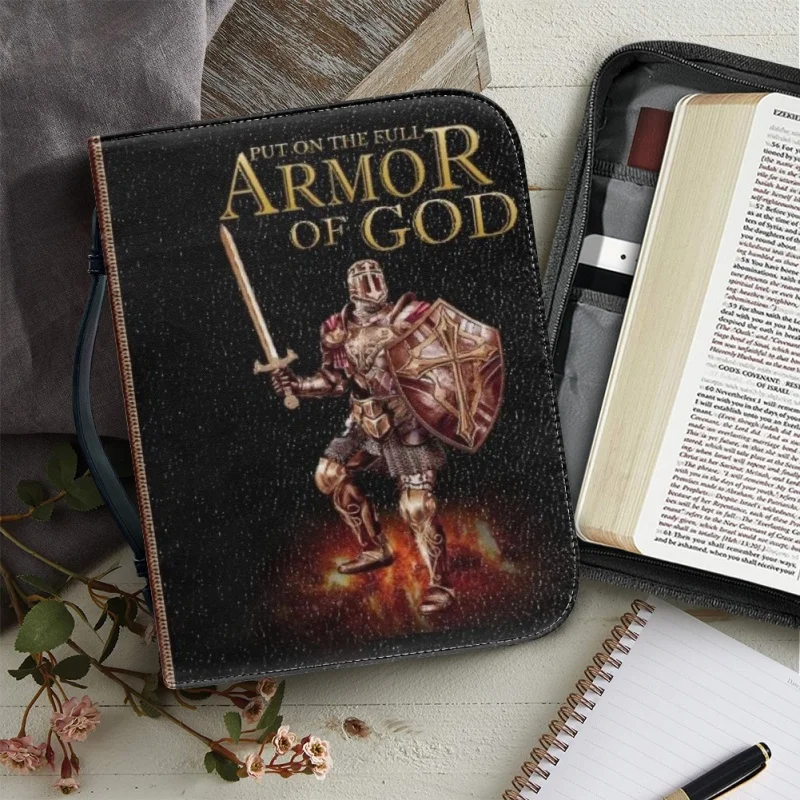 Put On The Full Armor Of God, Personalized Gifts Print Leather Bible Bag Women Cross Design Women's Handbag Book Storage Bag