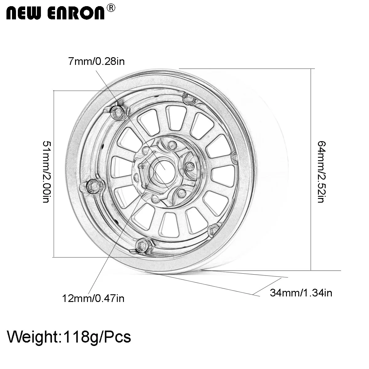 Legierung CNC -10MM Offset Felge 2,2" für RC Auto 12mm Hex Crawler Reifen 1/10 Axial SCX10 II 90046 TRAXXAS TRX4 TRX6 KM