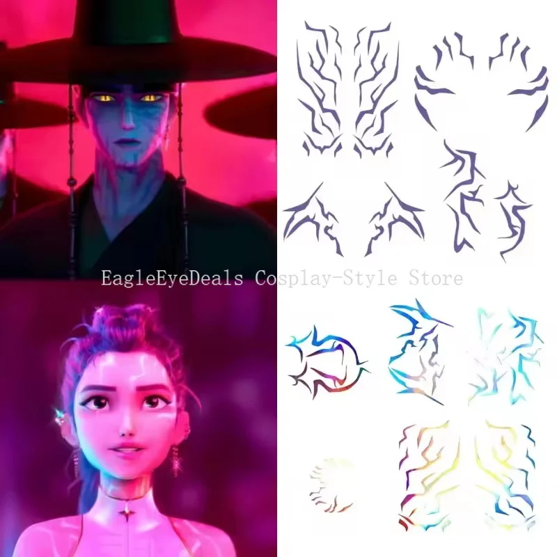 8PCS KPop Dämon Jäger Cosplay Requisiten Temporäre Tattoo Set Rumi Jinu Muster HUNTR/X Saja Jungen Haloween Cosplay Unisex tattoos