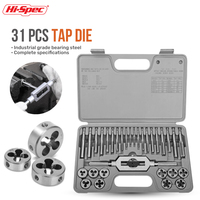 Hi-Spec 31pcs Set Fluted Screw Thread Tap Set Metric Plug Tap Driver Adapter Power Extension Bit Set For Drills Nut Driver