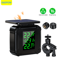 Gadpow Tire Pressure Monitoring System Waterproof  LCD Display Motorcycle TPMS  Solar Charge Tyre Temperature Alarm Sensor