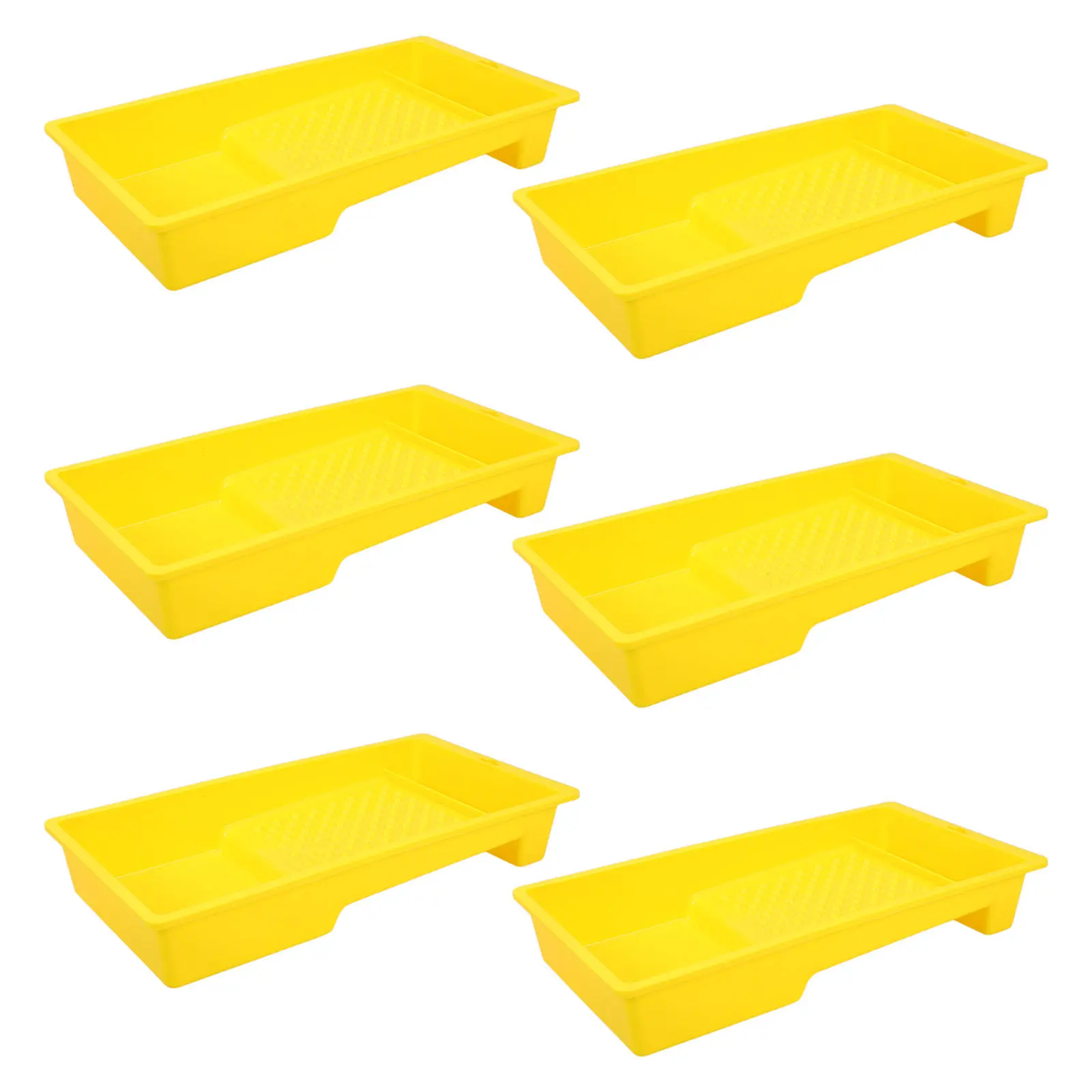 6Pcs Paint Tray Efficient Textured Plastic Roller Pan Yellow Small Compact Home Painting Tray for Smooth Wall Paint Application