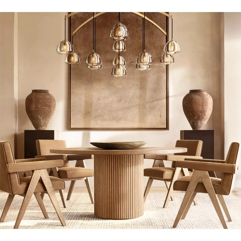 Country solid wood round dining French dining  Dining Restaurant household  Conference table Small apartme