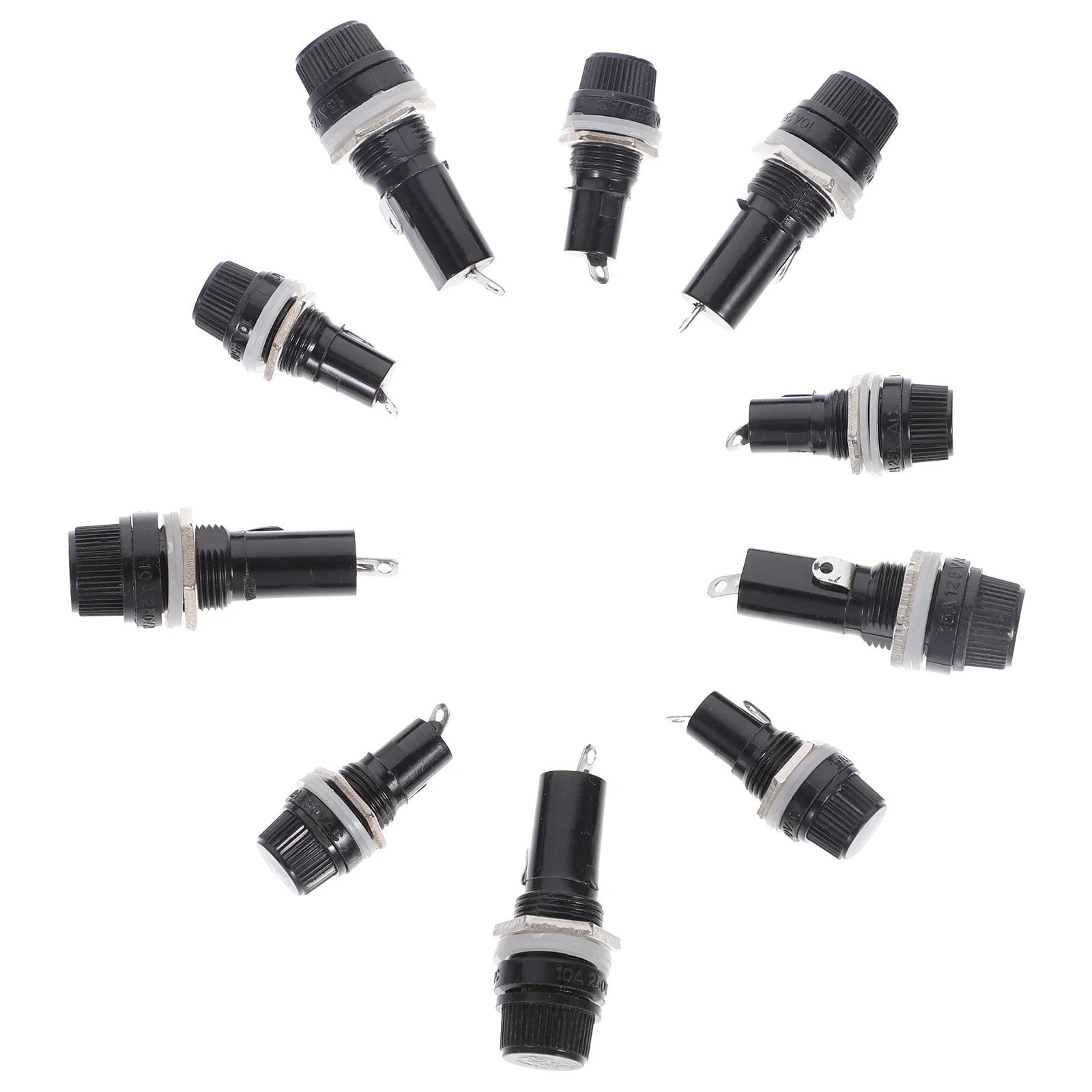 

16 Pcs Black Fuse Holder Panel Mount 6x30 Marine Flush Fuel Socket Holders Caps