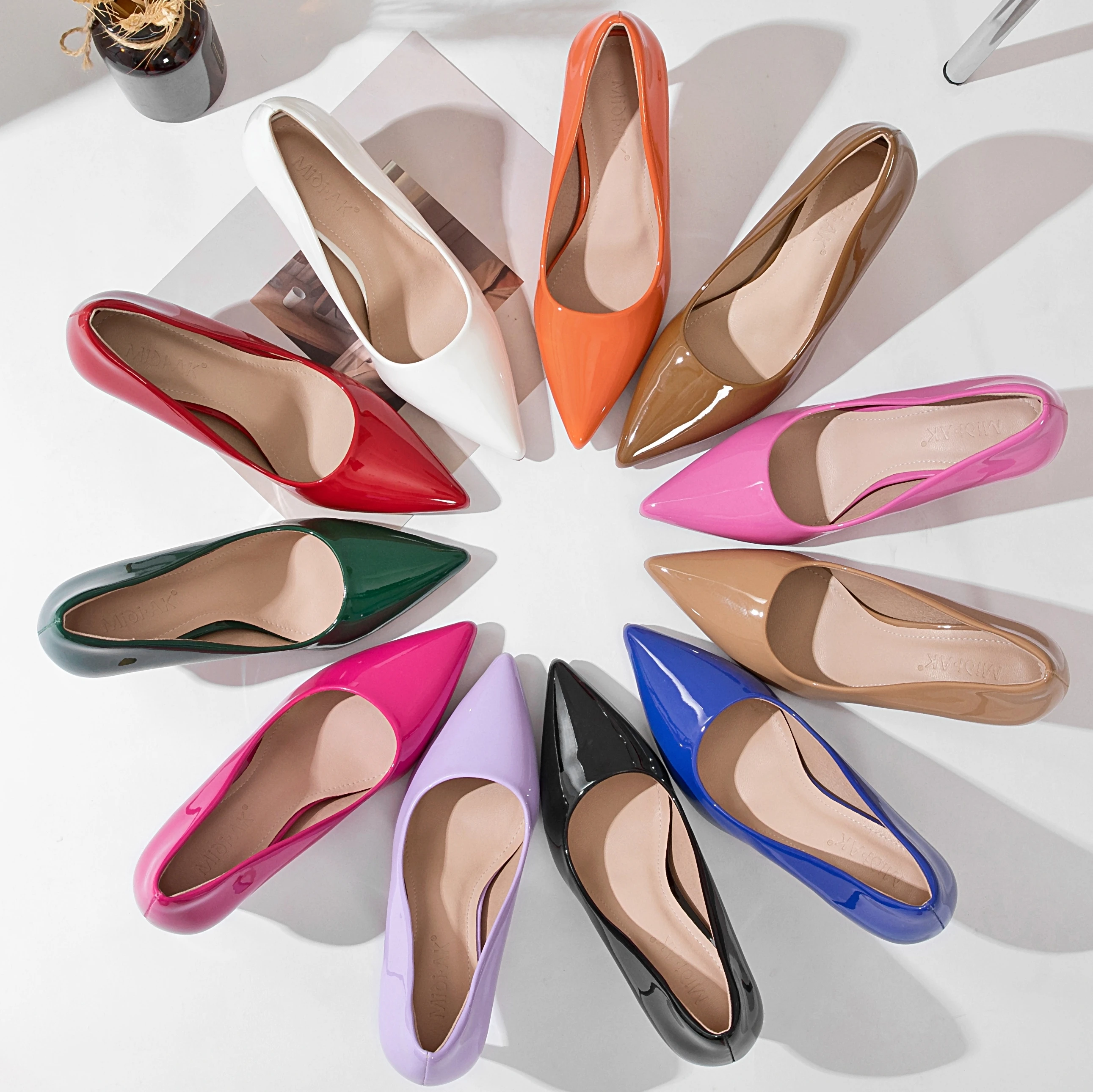 

Spring Autumn Fashion Pointed Toe Ladies Shoes Female Shallow Mouth Pu Leather Women's Shoes Big Size 34-43 High Heels E0009