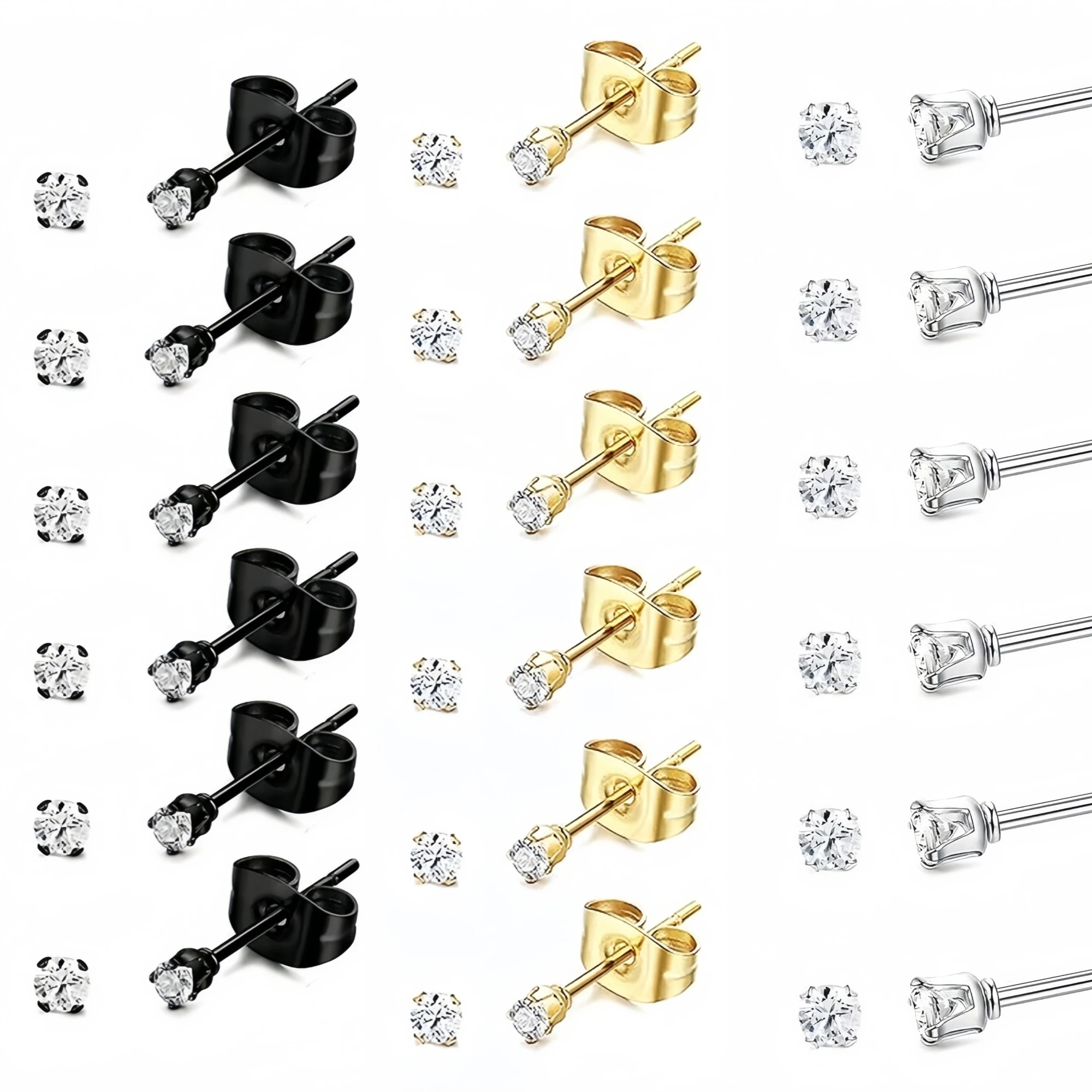 Super Mini 2-5MM CZ Edelstahl Push-Back Piercing-Knorpel-Ohrstecker-Set für Männer und Frauen, zarter romantischer Schmuck, neu. – Detail 8