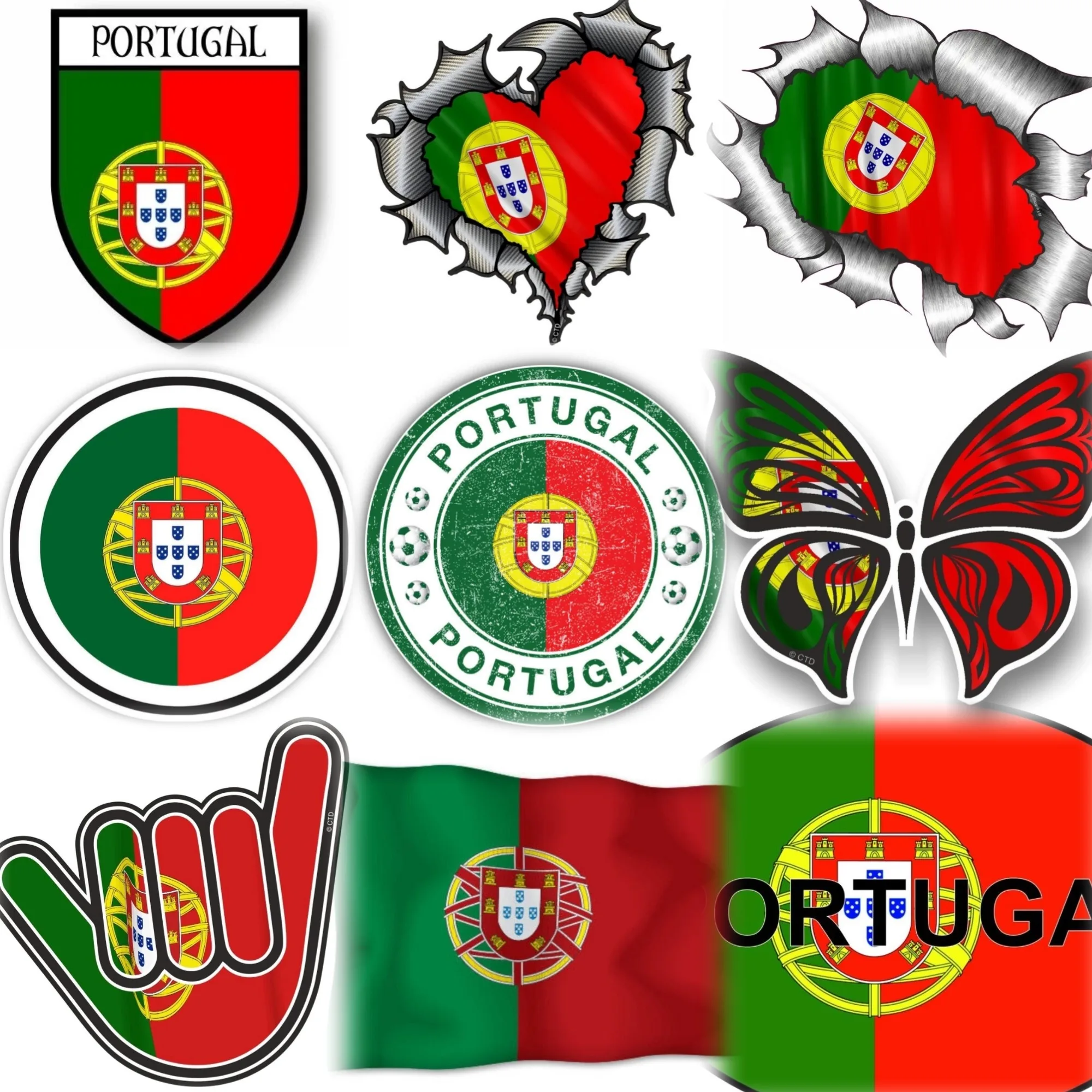 

Portugal Flag Map National Emblem Creative Sticker for Decorate Car Bicycle Helmet Window Fridge Room Wall Decal Accessories