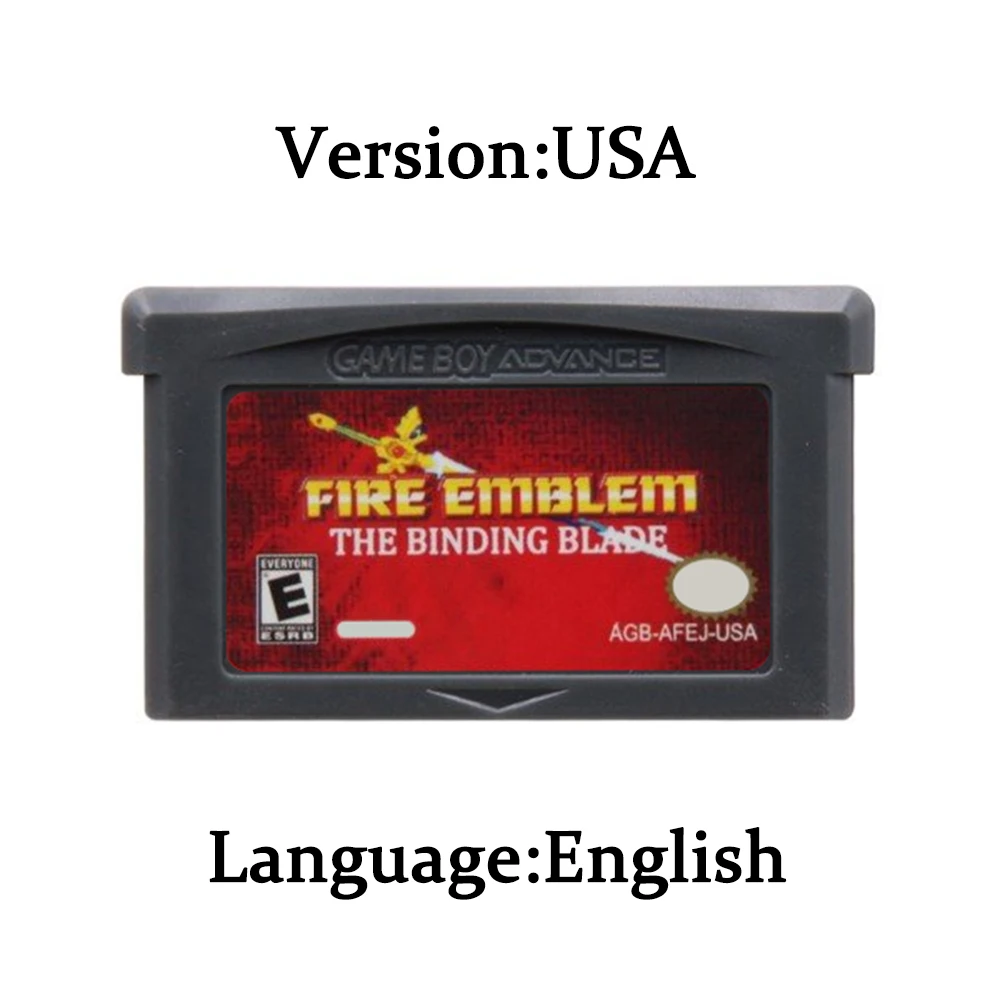 GBA Game Cartridge Fire Emblem Series 32-Bit Video Game Console Card The Sacred Stones Sword of Seals Binding Blade for GBA NDS