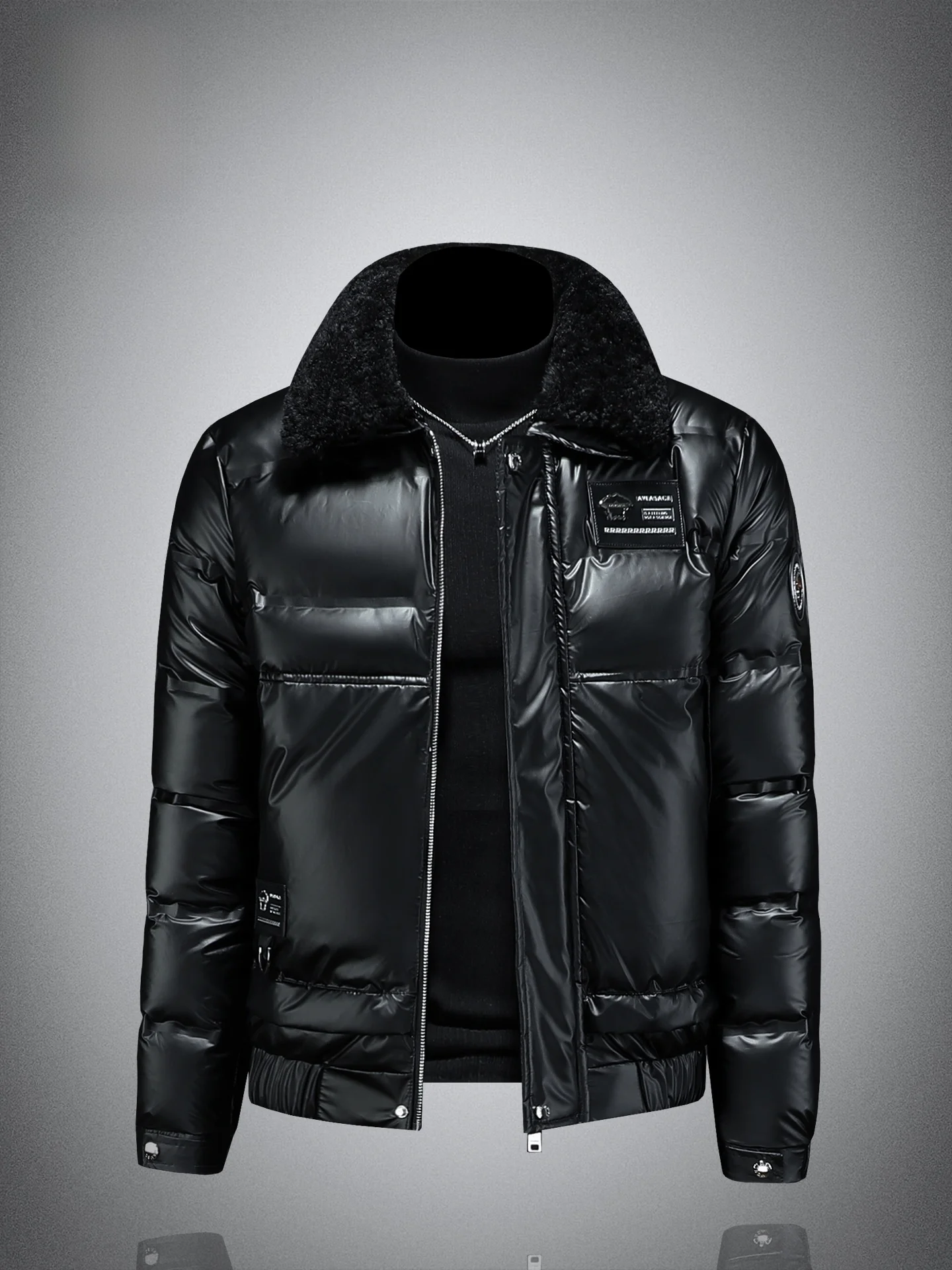 

Men's Detachable Fur Collar iny Surface down Jaet ort Flight Sle Warm Outerwear Winter Faionable Urban Casual Wear