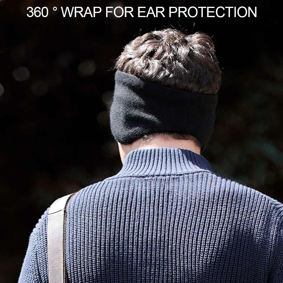LOOGDEEL Sport Headband Ear Warmer Men Winter Cycling Workout Yoga Running Bicycle Windproof Double Layer Warm Earmuffs Headwear
