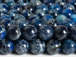 Natural stone Stormy Ocean Blue Sea Sediment Imperial Jasper Grade AAA Loose Beads Round Size Options 4~12mm for Jewelry Making