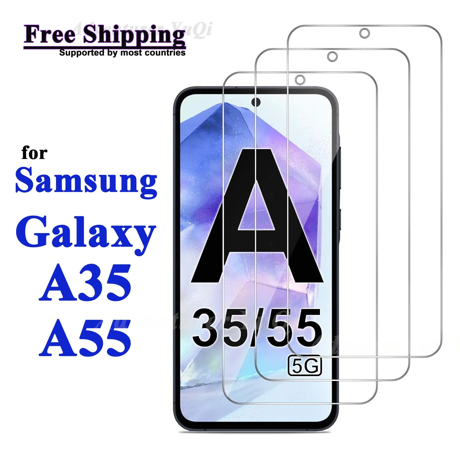 

Screen Protector For Samsung A35 A55 Galaxy 5G, Tempered Glass HD Crystal 9H High Aluminum Transparent Case Friendly