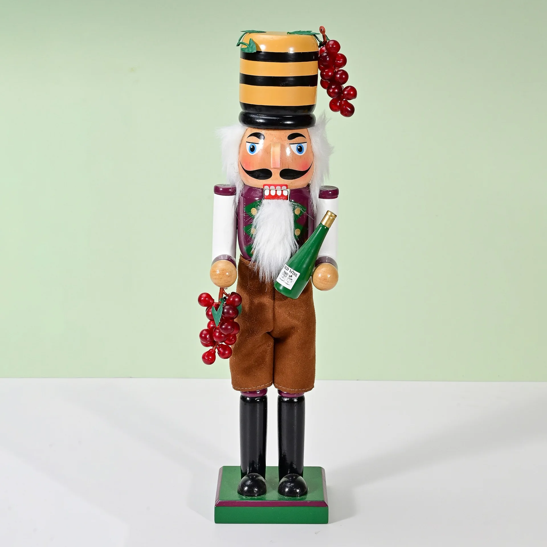 38cm Wine Man Nutcracker Soldier Wooden Craft Nutcracker Puppet Soldier Doll Desktop Ornaments Christmas Decoration for Home