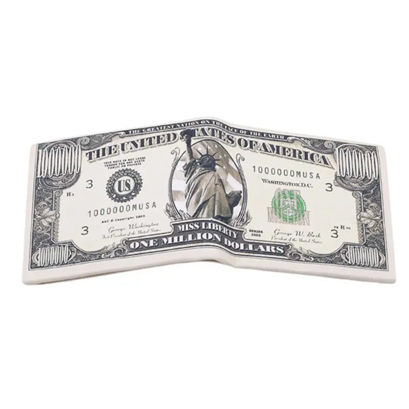 Portefeuille en cuir PU à motif dollar mignon, pochette à monnaie fantaisie pour garçons, enfants, adolescents, hommes, femmes, étudiants, rangement quotidien de l'argent, cadeau