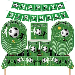 Festa a tema calcio Stoviglie usa e getta Banner Palloncini Piatto porta da calcio per bambini Forniture per decorazioni per feste di compleanno per bambini