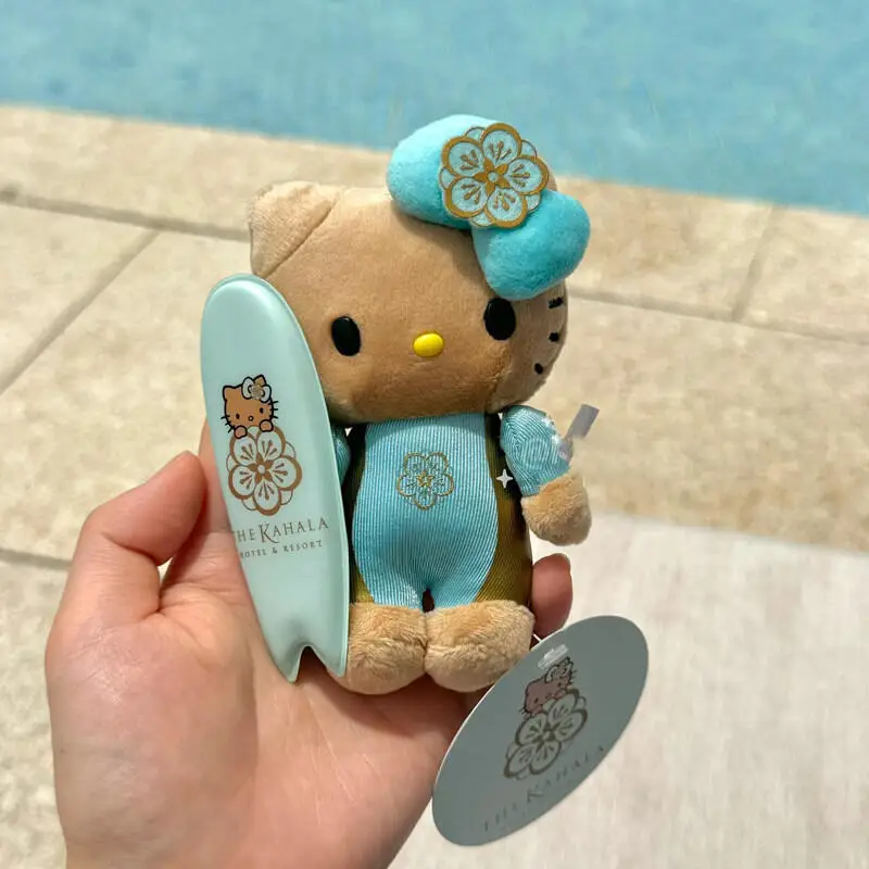 

Брелок-подвеска для сумки в японском стиле: плюшевая кукла-русалка Hello Kitty в гавайской доске для серфинга, черная, милая мультяшная, для девочек