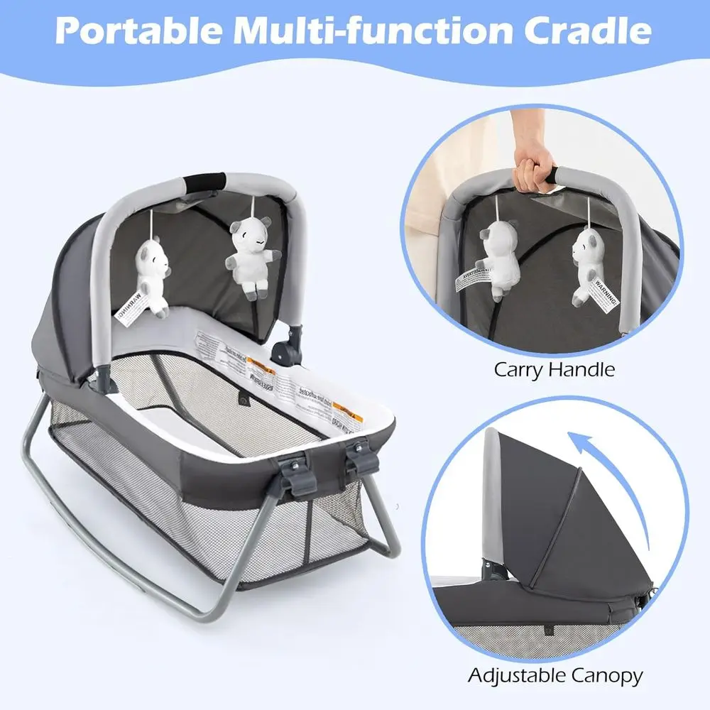 Box portatile per bambini con culla, fasciatoio, materasso e contenitore - Centro nido da viaggio