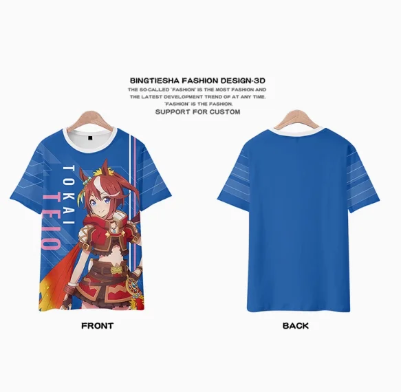 Anime Umamusume: Pretty Derby Tokai Teio Short Sleeve T-shirt Summer Cosplay Costume Casual Student Loose Tops