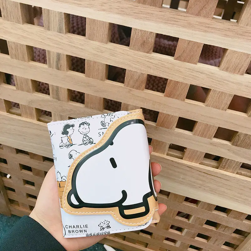 Snoopy-tarjetero de cuero PU con dibujos animados para hombre y mujer, billetera con Clips para dinero, funda para tarjetas bancarias, regalo de