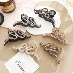 Snake Design Rhinestones Hair Claws Metal Luxury Hair Crab Exquisite Hairpin Barrette Halloween Gothic Women Girls Hair Claws