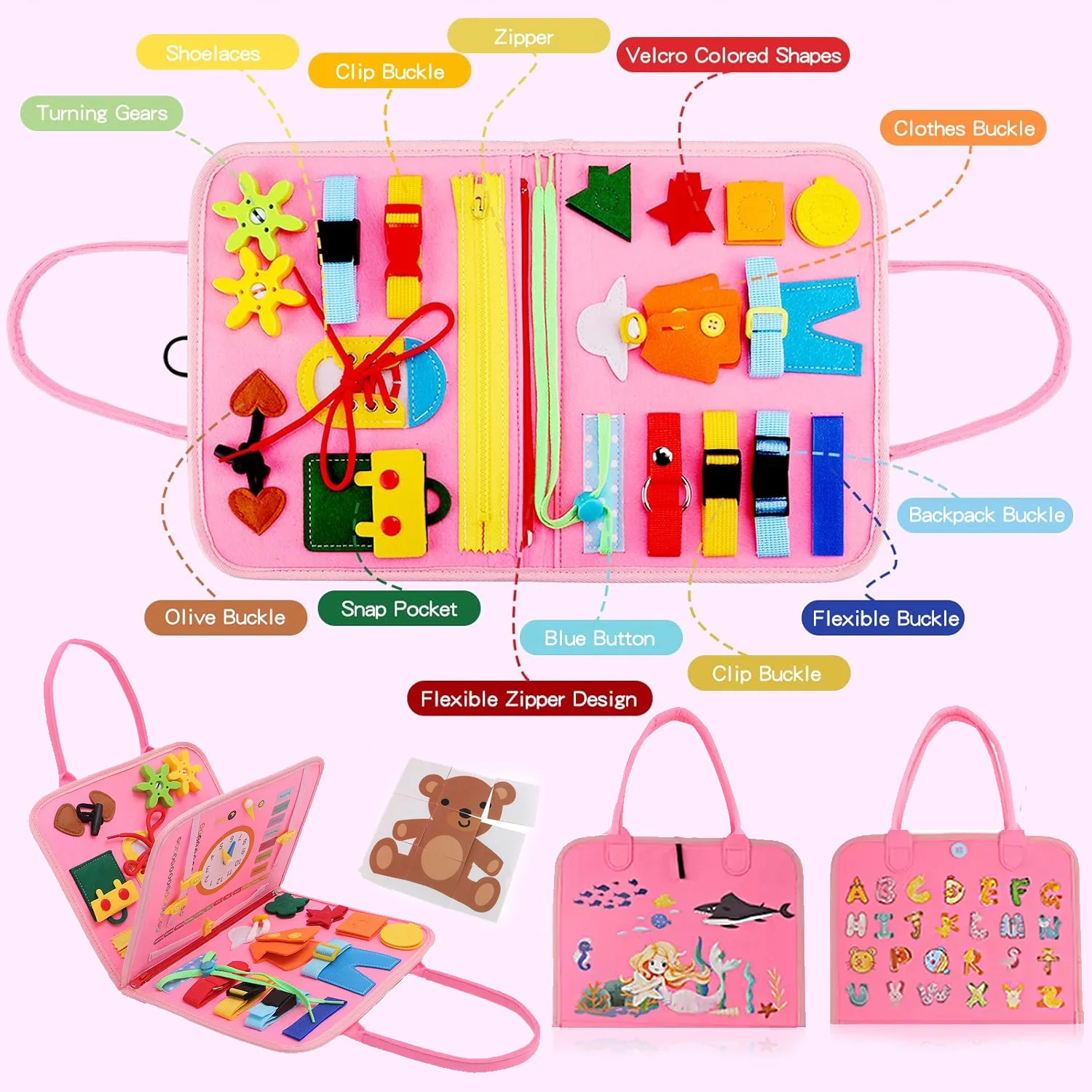 感覚プレイボード ビジーボード モンテッソーリ 幼児用おもちゃ 折りたたみ式感覚おもちゃ 幼児アクティビティボード - 教育学習