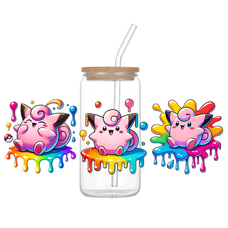 Anime For Poke Mon Transfer Sticker Cartoon Permanent UV DTF Sticker Waterdichte DIY Sticker  Pocket Monster Decoration Gift