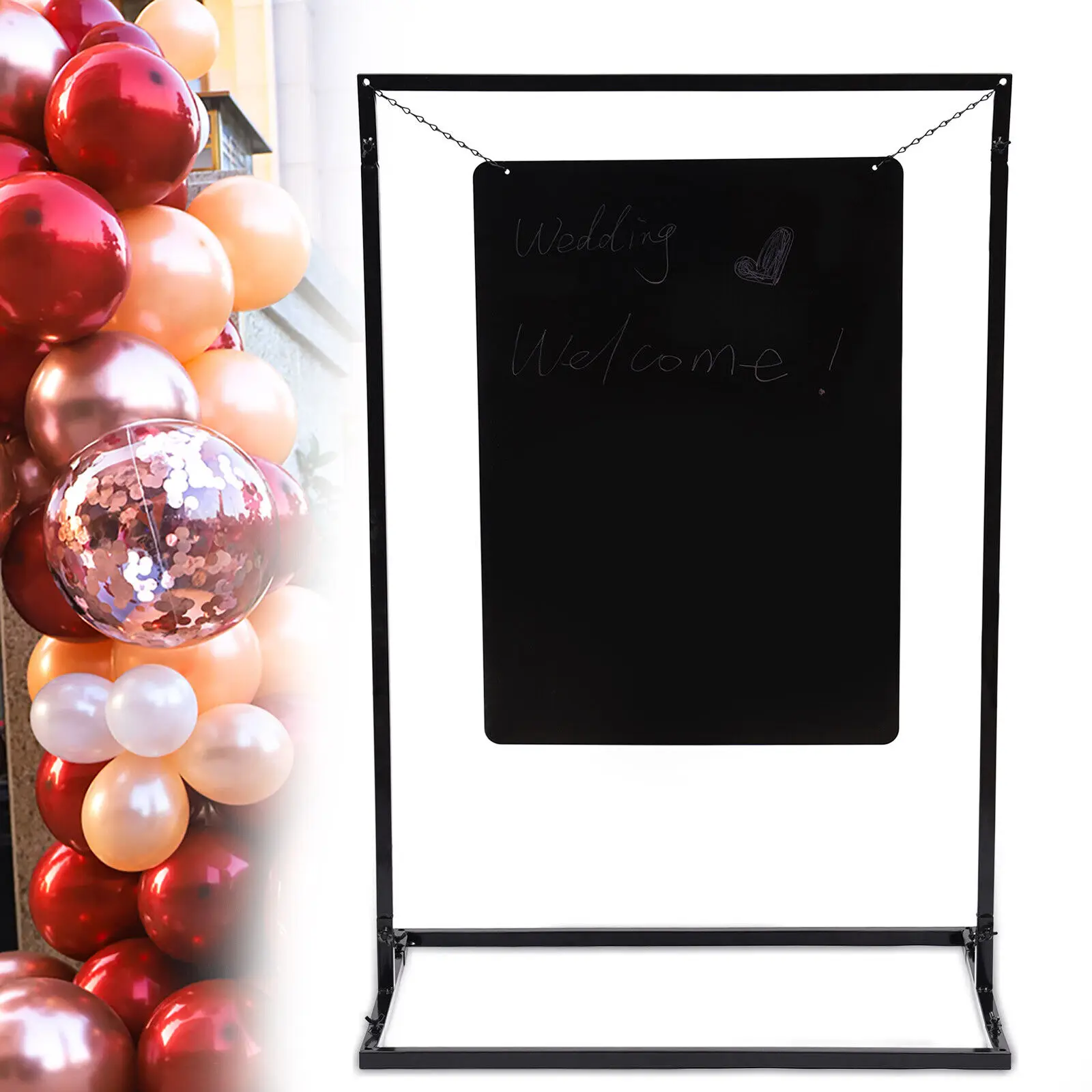 

Wedding Welcome Sign Arch Stand Advertising Shelf Rack Billboard Metal 110x75cm