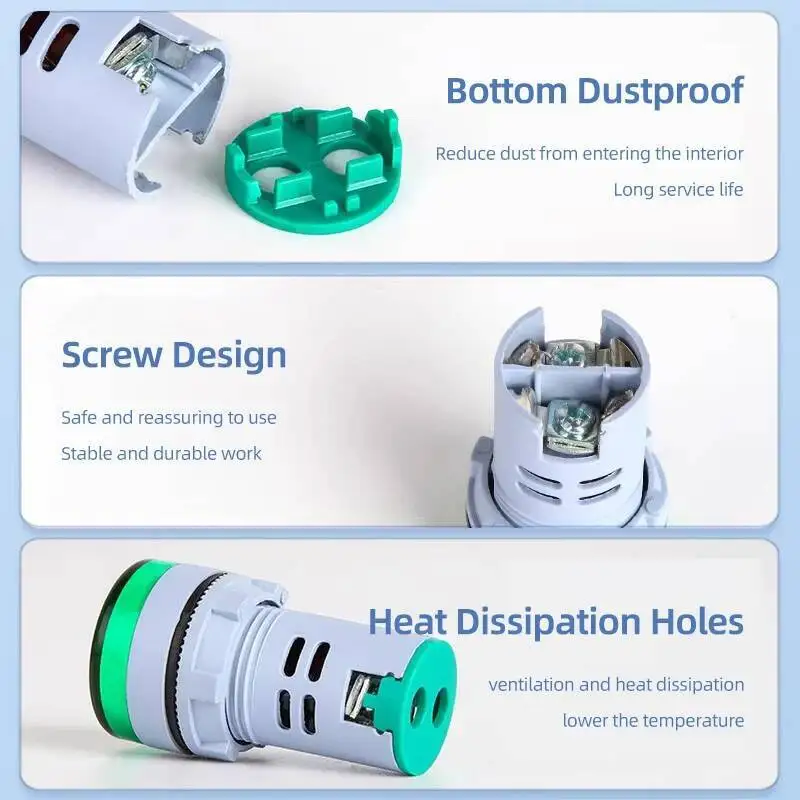 Digitaal display LED Mini Power Indicator Light Signaallamp Vierkant/rond Ampèremeter Voltmeter Thermometer Hertz Meter