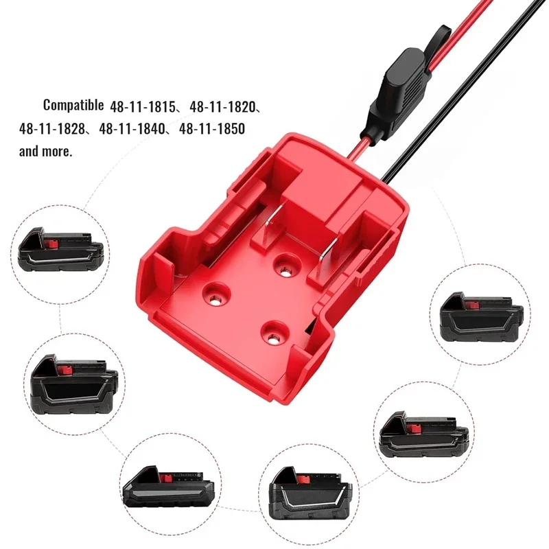 Power Wheel Adapter Convertor for Milwaukee 18V Battery with Fuse & Wire Terminal 12Gauge Wire Power DIY for Power Tool RC Toys