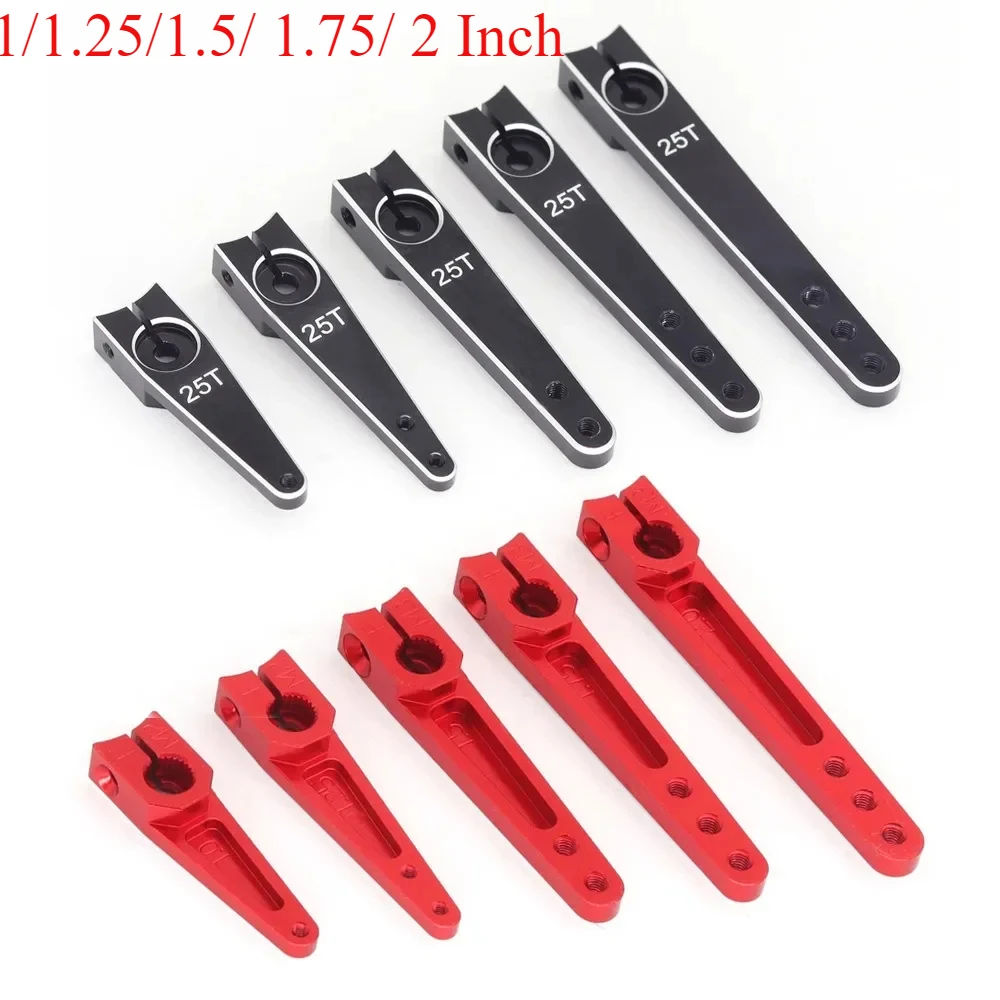 1Pcs Aluminum CNC Metal Steering Servo Arm Horn 1/1.25/1.5/ 1.75/ 2 Inch For RC Airplane RC Car Servo 25T Swing Arm Parts Red Bl