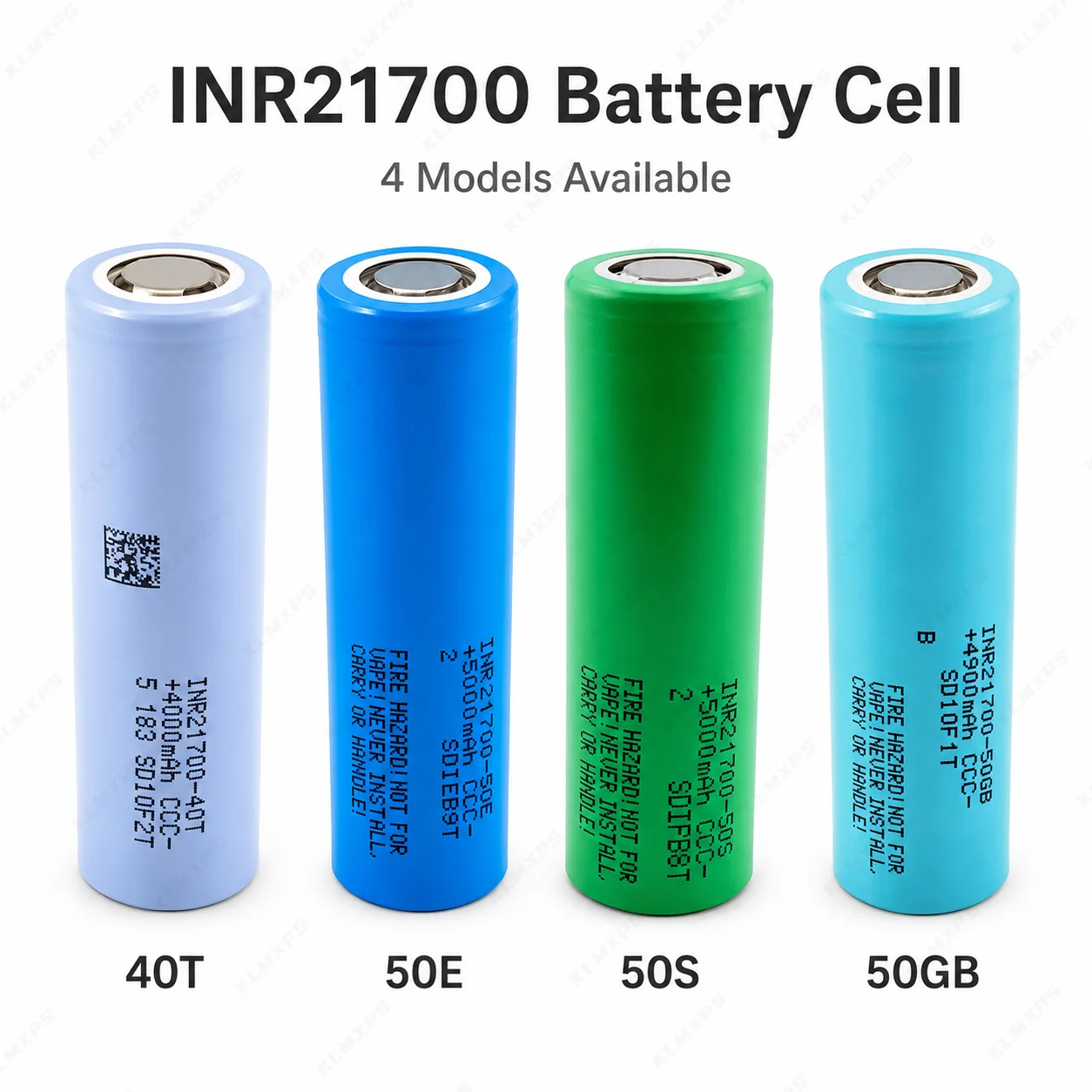 INR21700 Rechargeable Lithium Battery Cell 40T 50E 50S 50GB 4000mAh  5000mAh 3.6V Flat Top for Battery Pack DIY