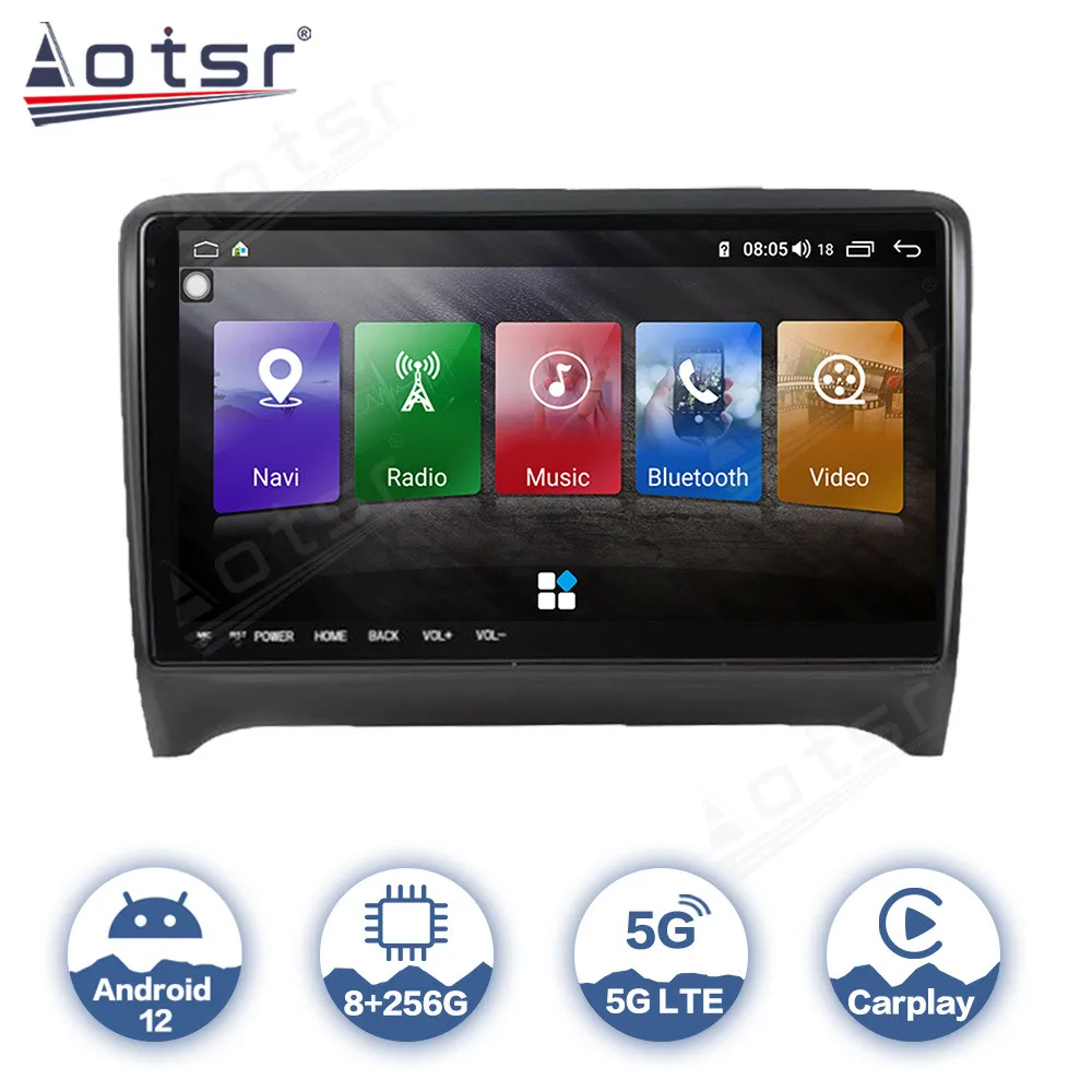 AOTSR Android 12 Car Radio Coche For Audi TT MK2 8J 2006 - 2012 Multimedia Player GPS Navigation DSP CarPlay IPS AutoRadio 4G