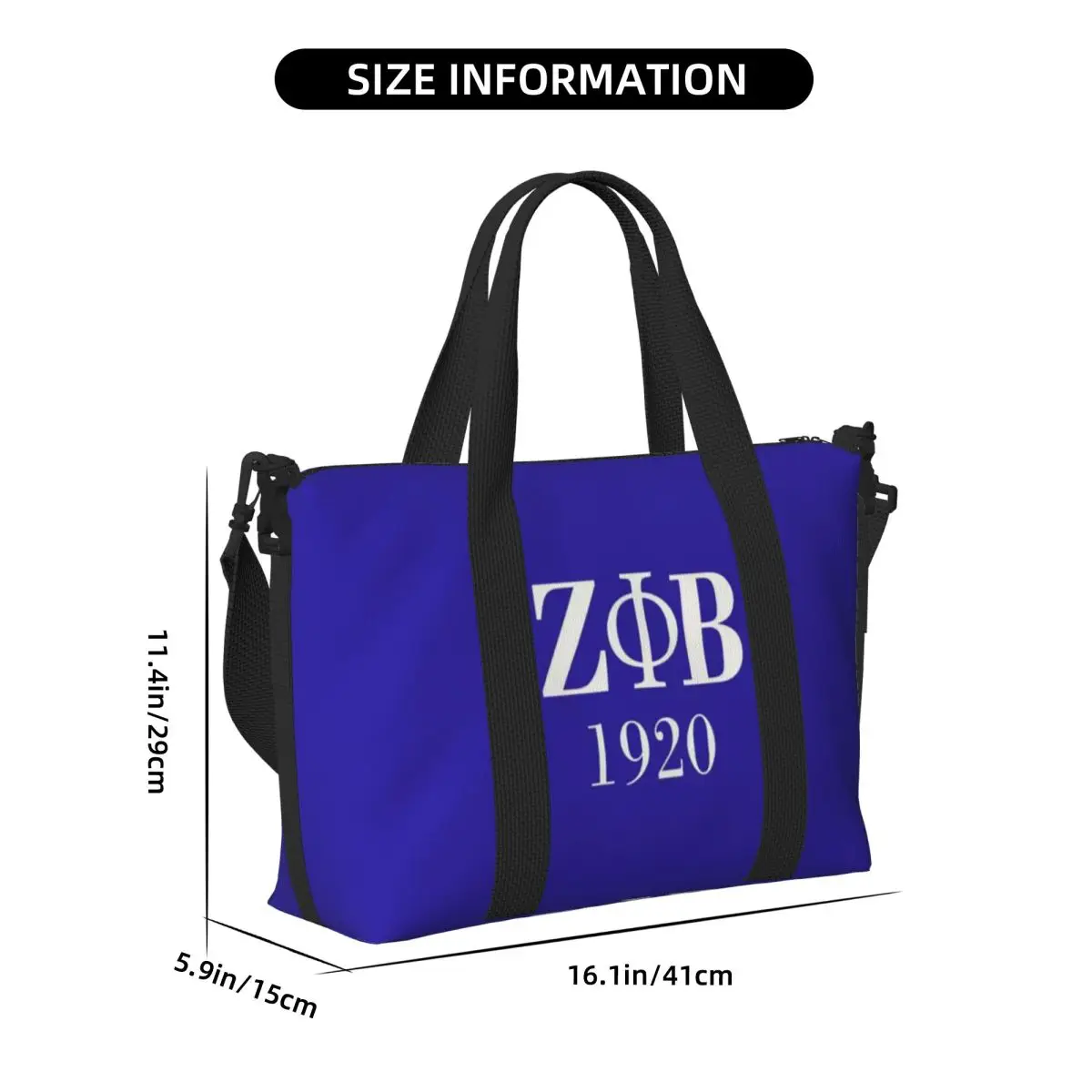 Zeta Phi Beta Sorority Logo Lettera greca 1920 Borsa da viaggio da spiaggia Borse tote per palestra Sport Donna Shopping Borsone a tracolla