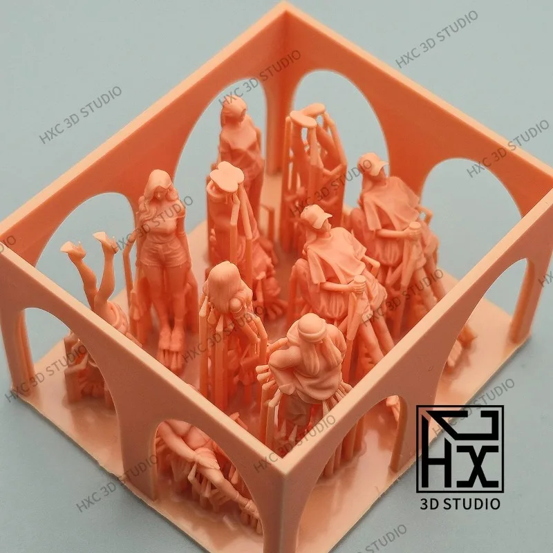 Urban woman 1:64 scale scene figure, realistic car model, sandbox miniature, 3d printed white model