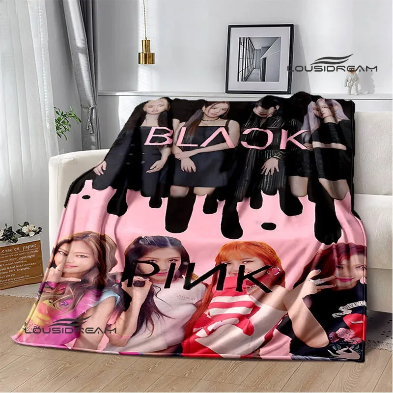 3D Korean idol group B-black-P-pink printed blanket Flange warm blankets Soft and comfortable blanket bed linings birthday gift