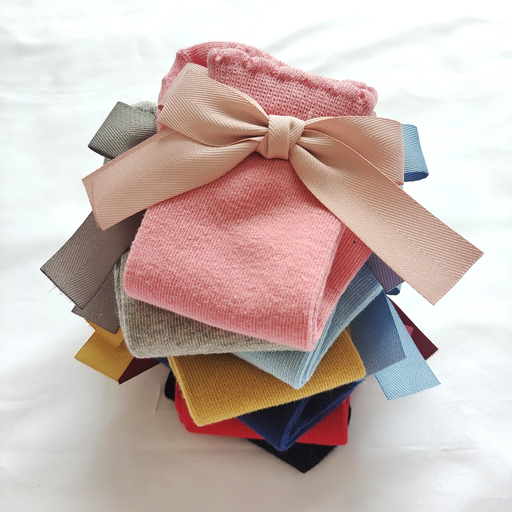 Neue Baby-Baumwollsocken mit Großer Schleife für Mädchen, Prinzessinnen-Socken, Kinder- und Kleinkinder-Strümpfe, Säuglings-Accessoires, Kinder-Langsocken – Detail 5