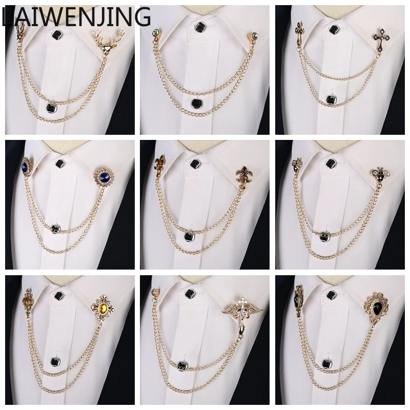 

SGF versatile rhinestone cross shirt chain buckle accessories