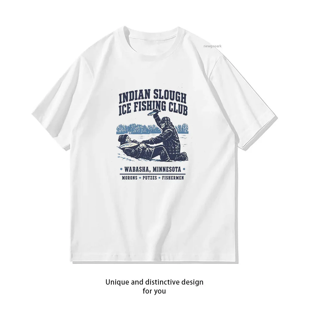 Indian Slough Ice Fishing Club Wabasha Minnesota T-shirt Woman Man Casual Cotton Printed T Shirts Adult Streetwear Camisetas