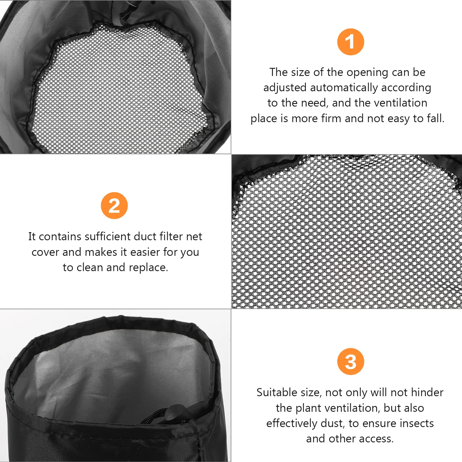 

2Pcs Grow Tents Vent Cover Oxford Cloth Adjustable Elastic Band Exhaust Vent Filter Screen Grow Tent Accessories