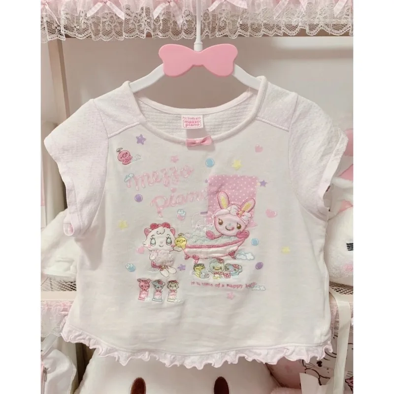 

Летние популярные топы на бретелях с короткими рукавами и милым принтом Y2k Эстетические плиссированные топы в стиле Харадзюку All Macth Одежда Y2k Топы в стиле панк