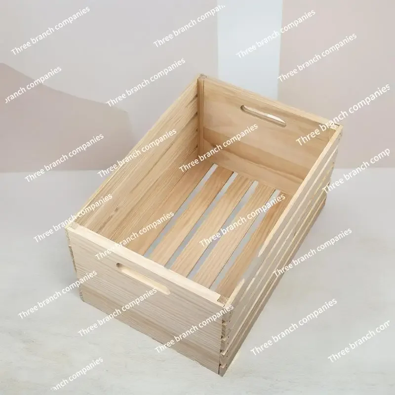 Wooden storage box Storage frame Supermarket display rack Rectangle decorative Wooden frame box Solid wood finishing basket